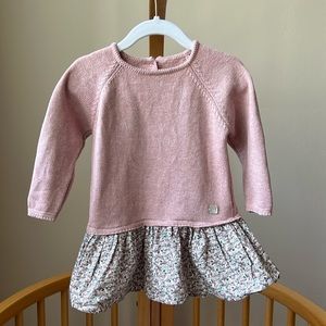 Light winter dress with knit top and flower pleated, 18M